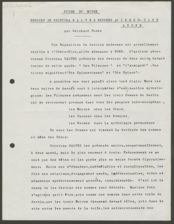 "Puise du mythe: Dessins de Cristina Gálvez exposes au Ibero-Club à Bonn"

