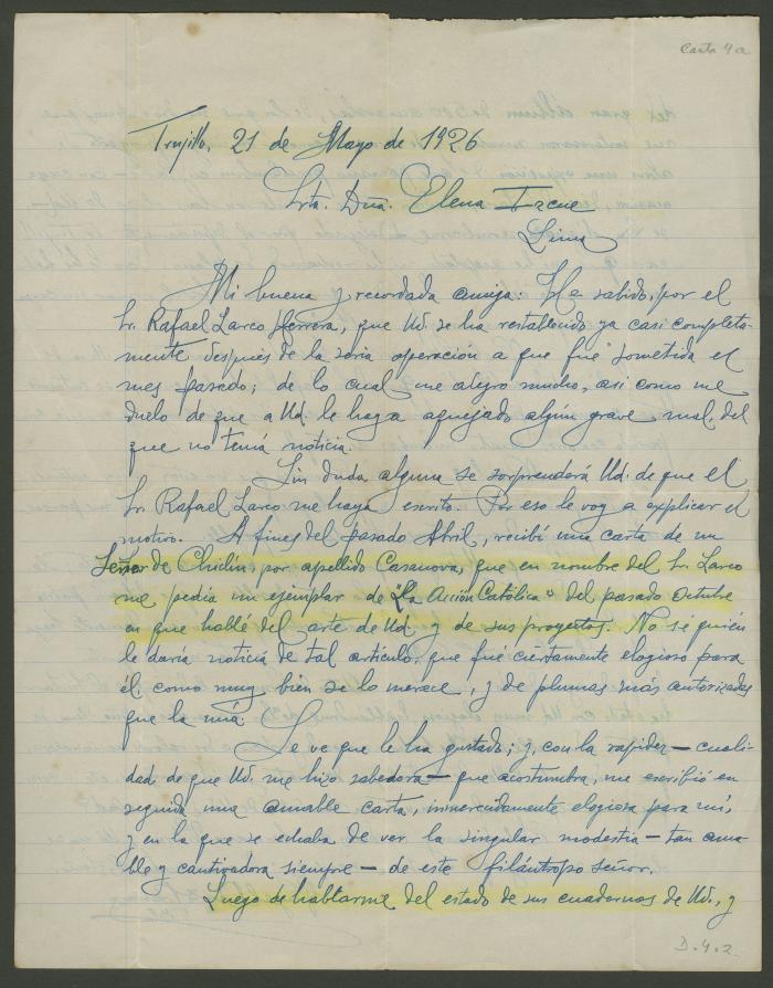 Carta de H. Busto a Elena Izcue