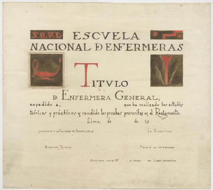 Diseño de diploma para la Escuela Nacional de Enfermeras
