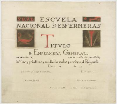 Diseño de diploma para la Escuela Nacional de Enfermeras