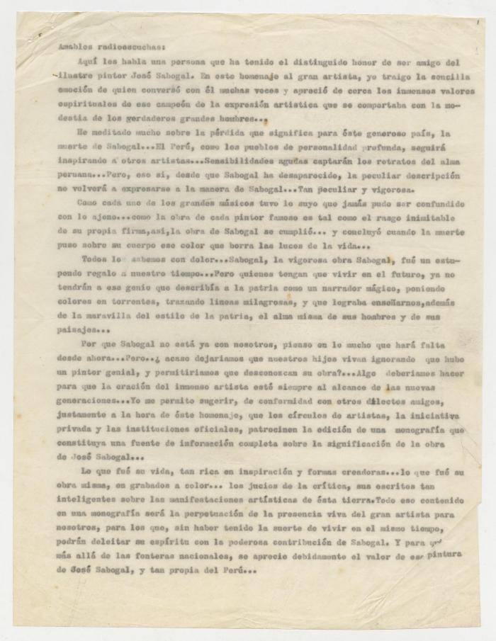 Semblanza en homenaje a José Sabogal