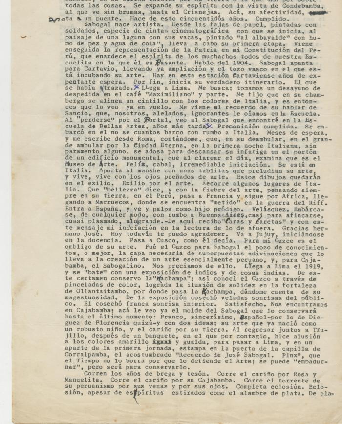 "Itinerario de José Sabogal"