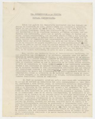 "Una introducción a la Pintura Peruana Contemporanea"