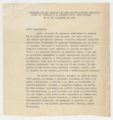 Antenor Fernandez Soler en Homenaje a José Sabogal