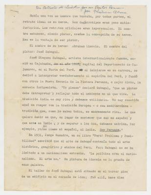 "Un retrato de Lincoln por un pintor peruano"