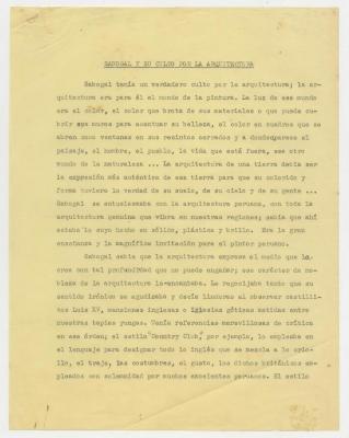 "Sabogal y su culto por la Arquitectura"
