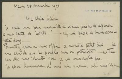 Carta de Jeanne Morite a Elena Izcue