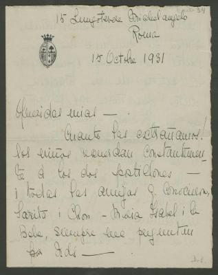 Carta a Elena y Victoria de Mary Ortiz de Zevallos