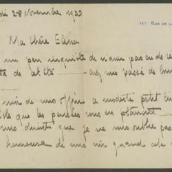 Carta de Jeanne Morite a Elena Izcue