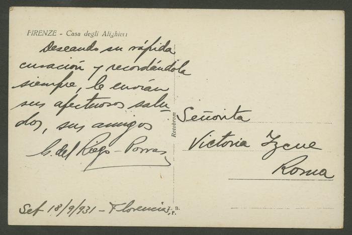 Tarjeta postal de I. del Riego-Porras