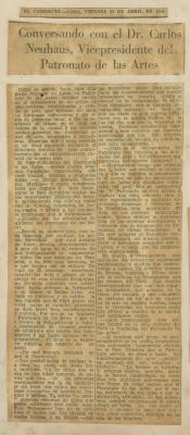 "Conversando con el Dr. Carlos Neuhaus, Vicepresidente del Patronato de las Artes"