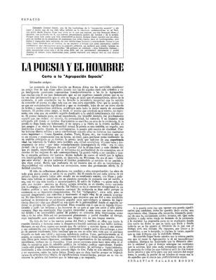 La poesía y el hombre: carta a la "Agrupación Espacio"