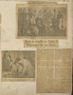 "Ayer de fundó en Lima el Patronato de las Artes"