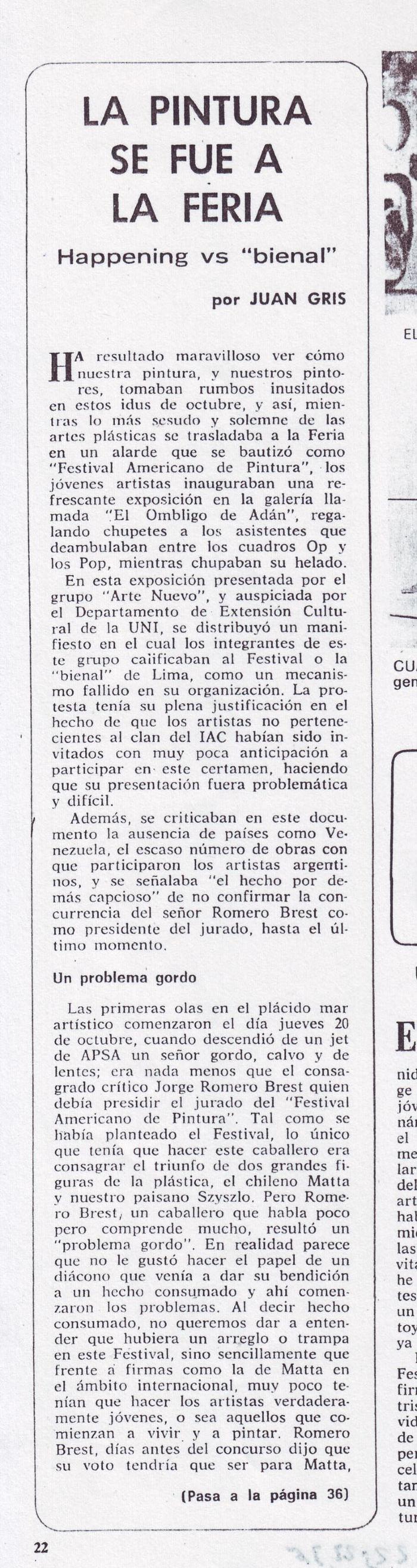 La pintura se fue a la feria: happening vs "bienal"