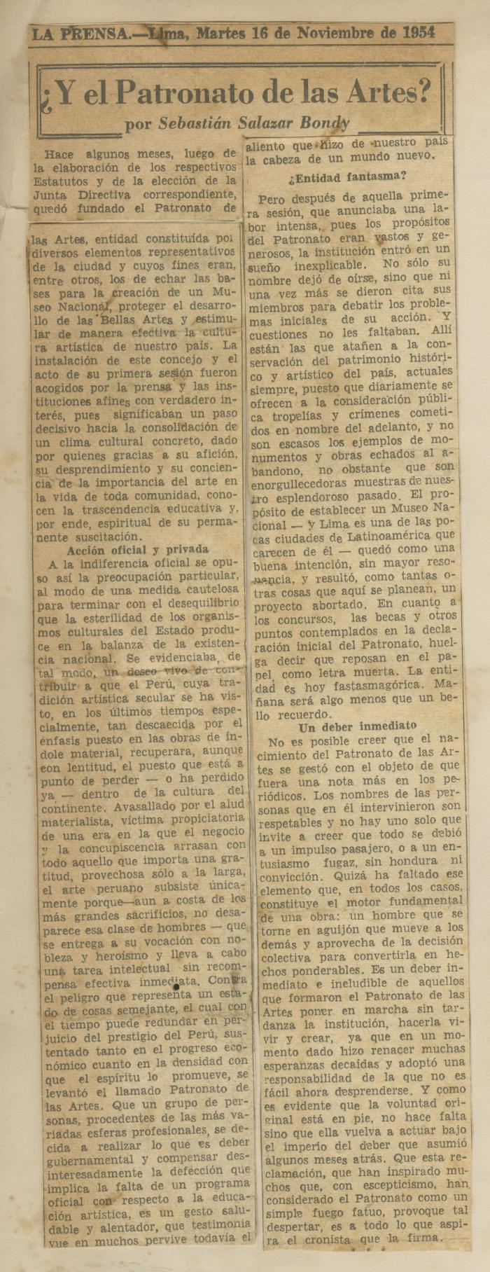 "¿Y el Patronato de las Artes?"