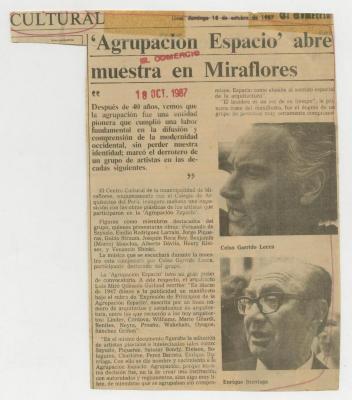 Agrupación Espacio abre muestra en Miraflores