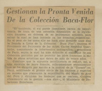 "Gestionan la pronta venida de la colección Baca-Flor"