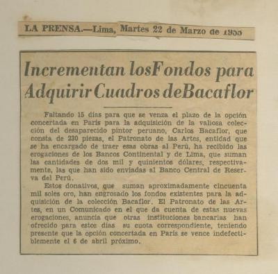 "Incrementan los fondos para adquirir cuadros de Baca Flor"