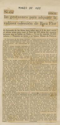 "Se esp[…] las gestiones para adquirir la valiosa colección de Baca Flor"