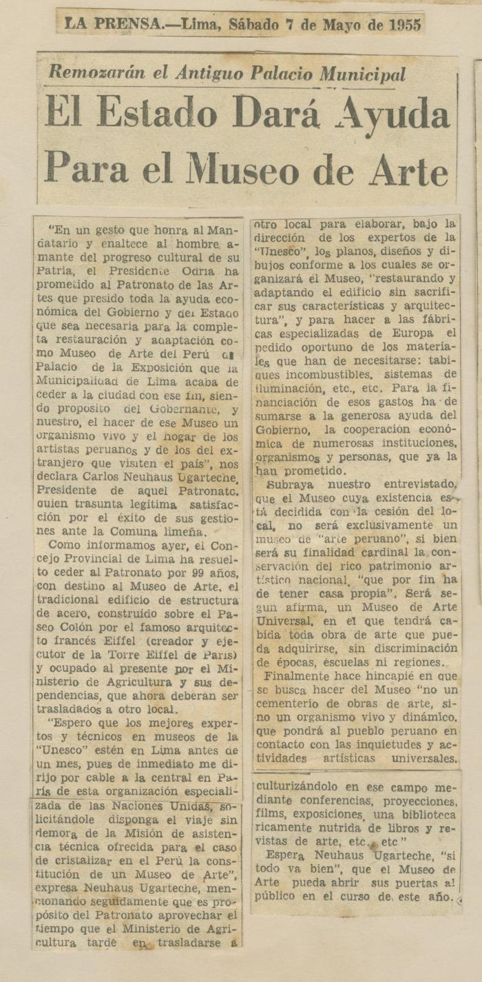 "El estado dará ayuda para el Museo de Arte"