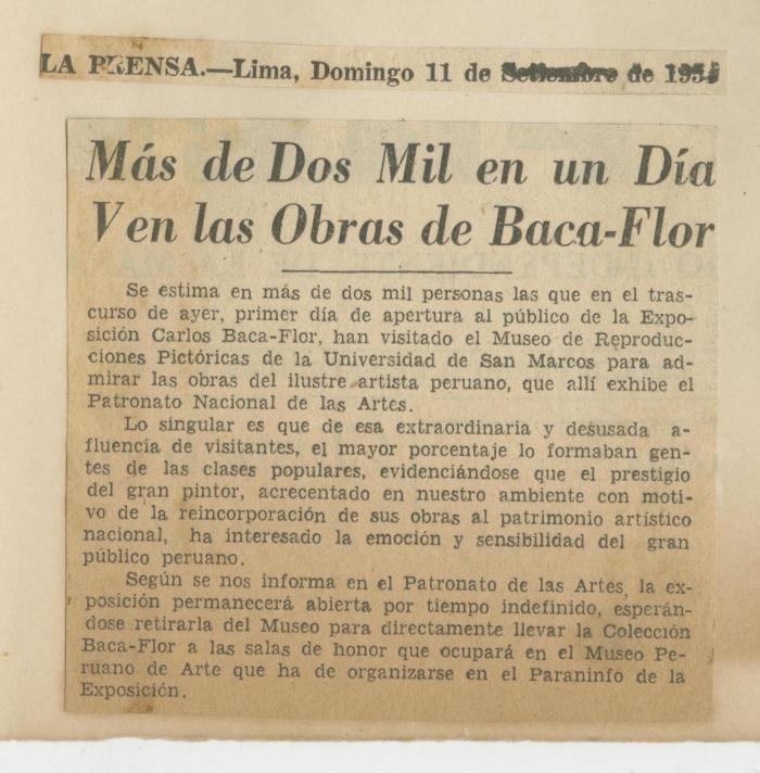 "Más de dos mil en un día ven las obras de Baca-Flor"