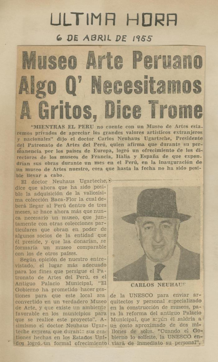 "Museo Arte peruano algo q' necesitamos a gritos, dice Trome"