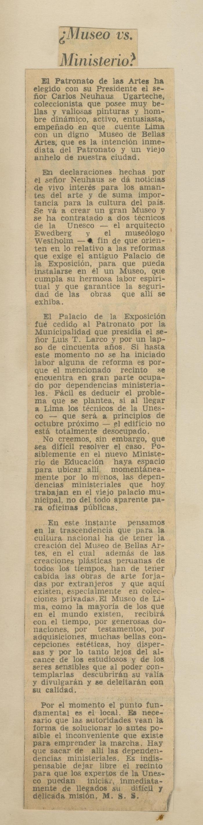 "¿Museo vs. Ministerio?"