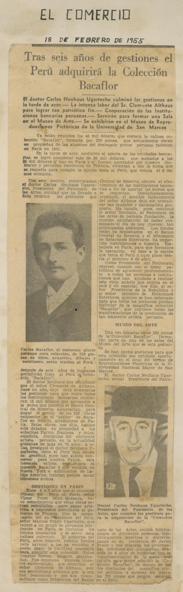 "Tras seis años de gestiones el Perú adquirirá la Colección Baca Flor