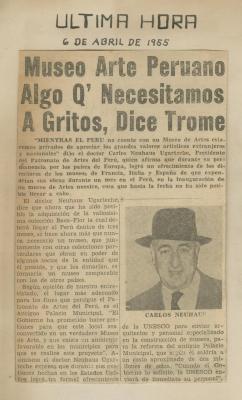 "Museo Arte peruano algo q' necesitamos a gritos, dice Trome"