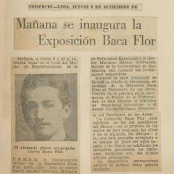 "Mañana se inaugura la exposición Baca Flor"