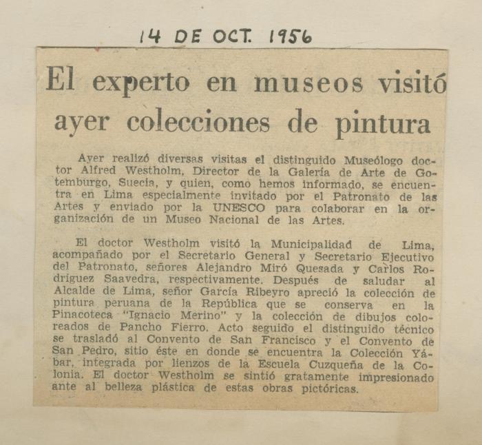 "El experto en museos visitó ayer colecciones de pintura"