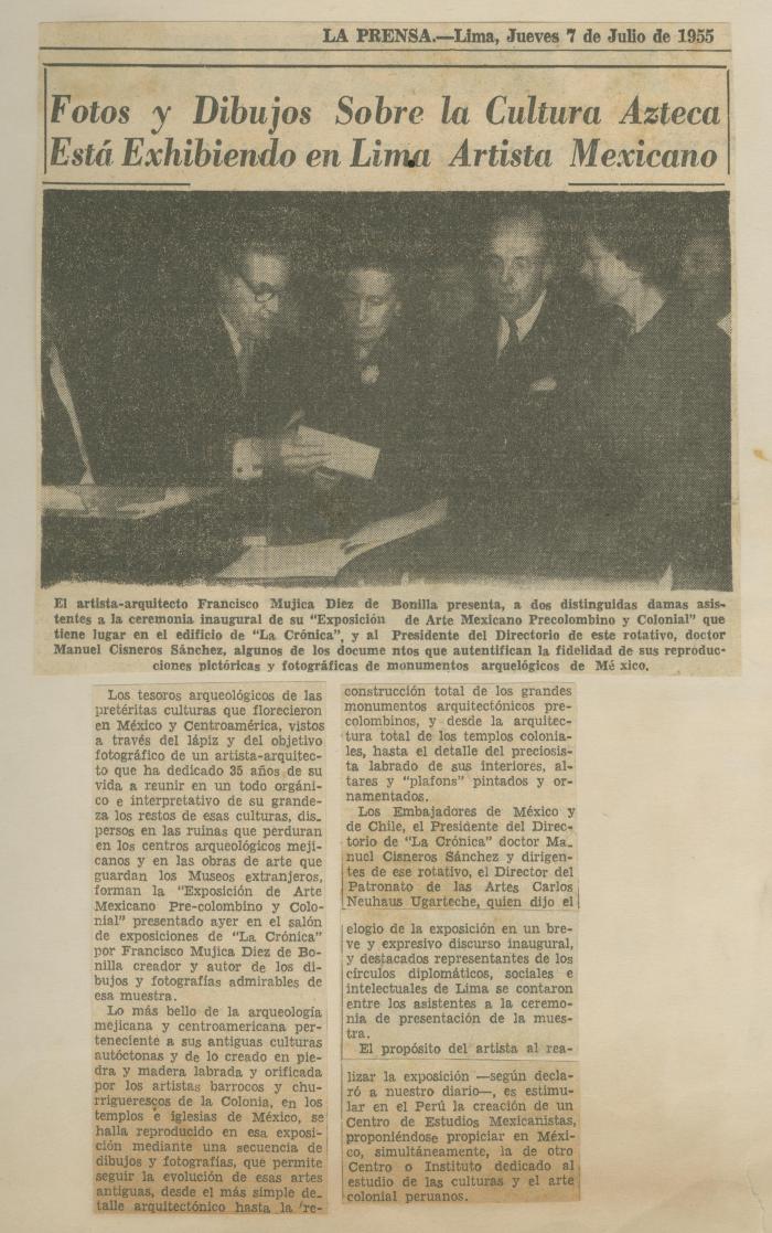 "Fotos y dibujos sobre la cultura Azteca está exhibiendo en Lima artista mexicano