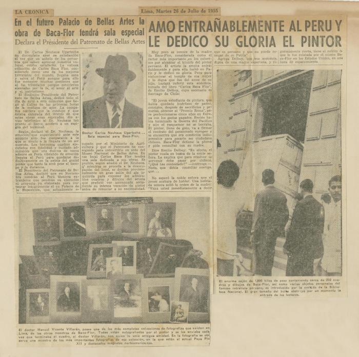 "Amo entrañablemente al Perú y le dedicó su gloria el pintor"
