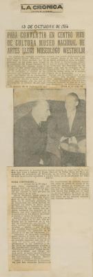 "Para convertir en centro vivo de cultura museo nacional de artes llegó museólogo Westholm"