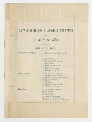 "Catálogo de los Cuadros y Estatuas de 3°, 4° y 5° año."