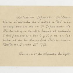 Invitación a Tercera exposición de pinturas