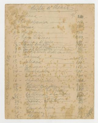 Lista de precios de obras expuestas en Entre Nous