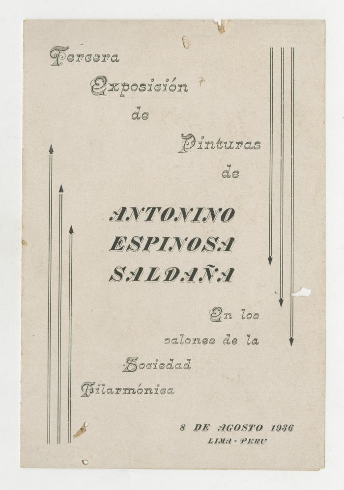 "Tercera exposición de pinturas de Antonino Espinosa Saldaña en los salones de la Sociedad Filarmónica"