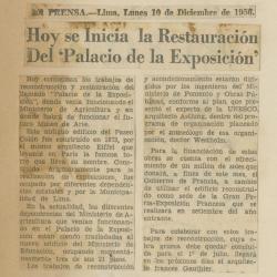 "Hoy se inicia la restauración del Palacio de la Exposición"
