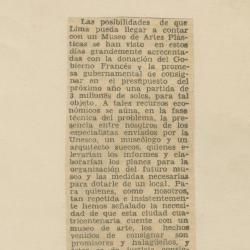 Las posibilidades de que Lima pueda llegar a contar con un Museo de Artes Plásticas...