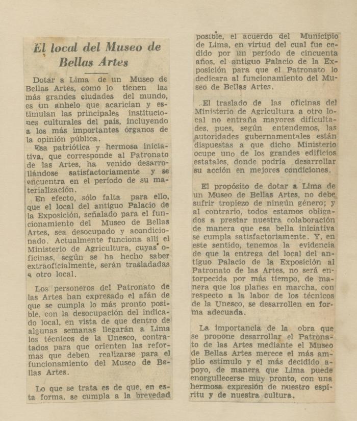 "El local del Museo de Bellas Artes"