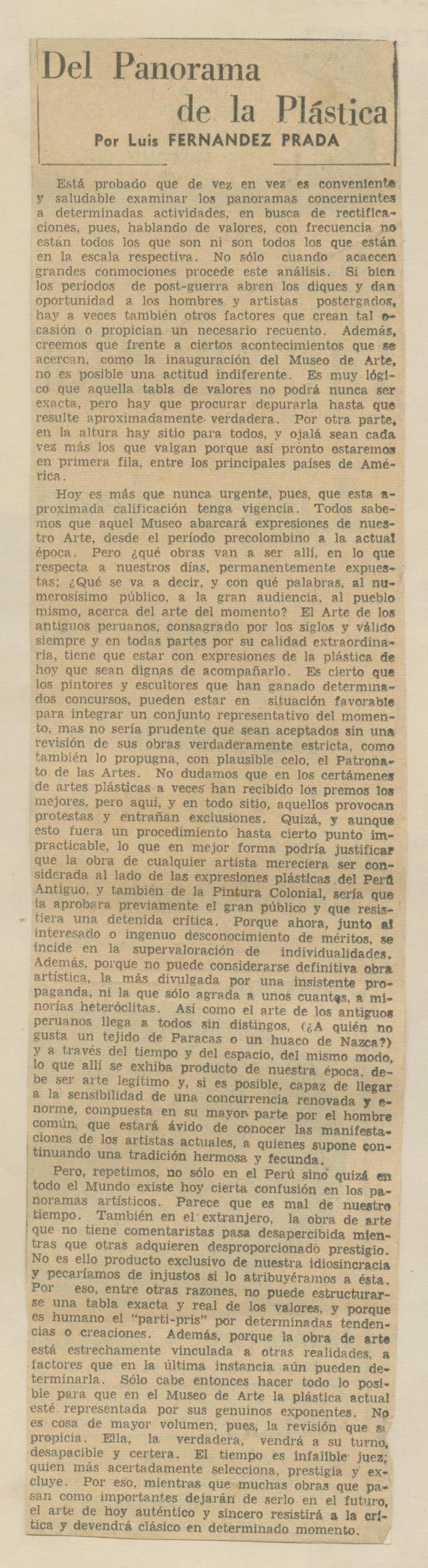 "Del panorama de la plástica"