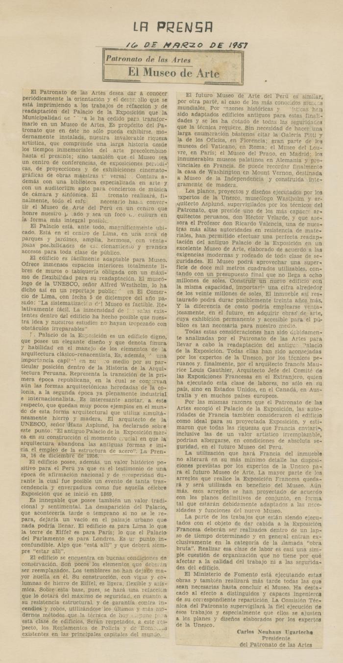 "Patronato de las Arte. El Museo de Arte"