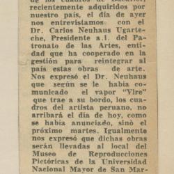 "Los cuadros de Baca-flor llegan el martes"