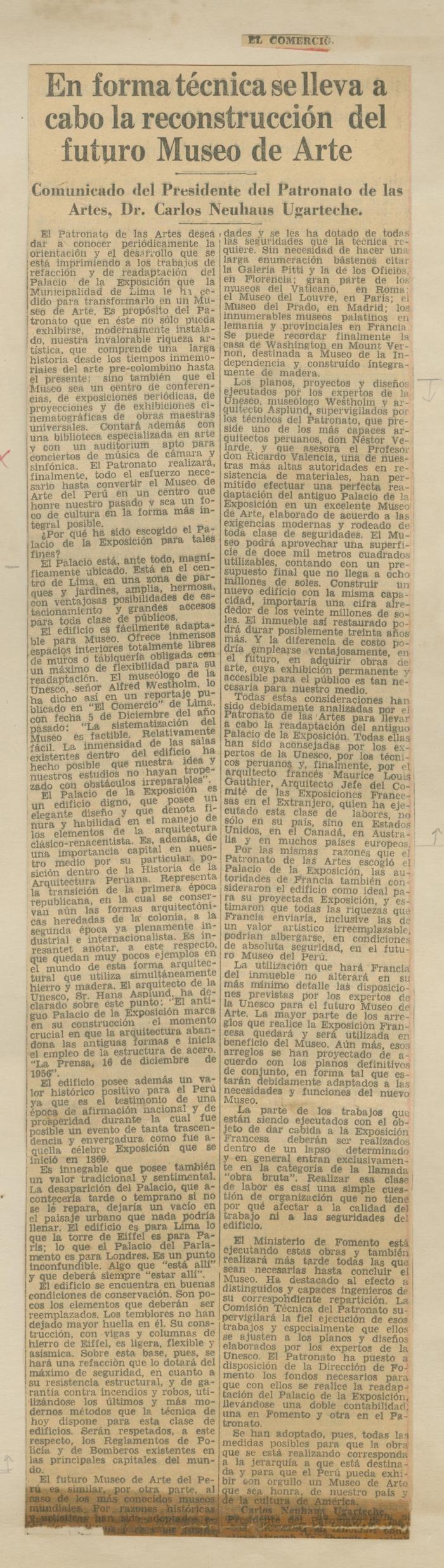 "En forma técnica se lleva acabo la reconstrucción del futuro Museo de Arte"