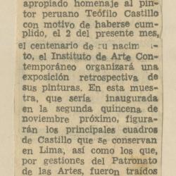 "Exposición retrospectiva de Teófilo Castillo"