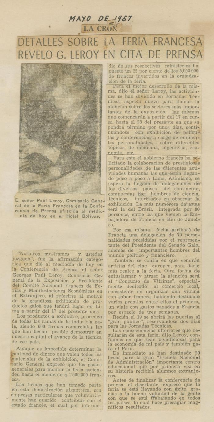 "Detalles sobre la Feria Francesa reveló G. Leroy en cita de prensa"