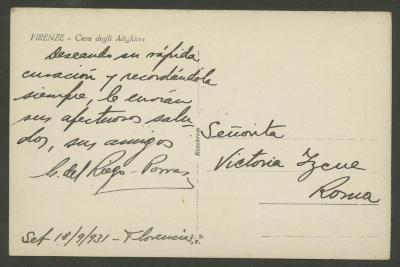 Tarjeta postal de I. del Riego-Porras