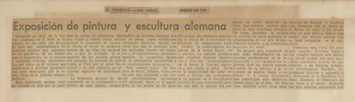 "Exposición de pintura y escultura alemana"