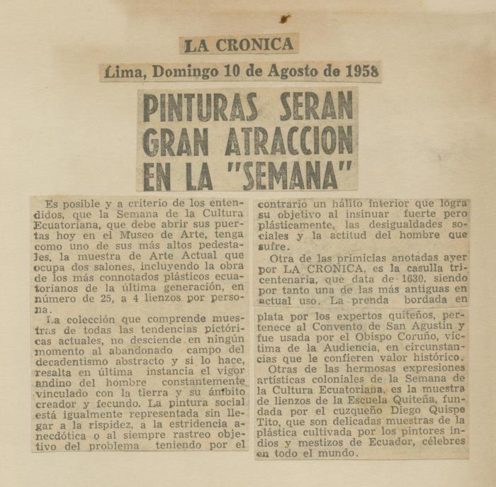 "Pinturas serán gran atracción en la "semana""
